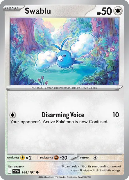 Swablu, Pokémon card SSP 148 — Surging Sparks set