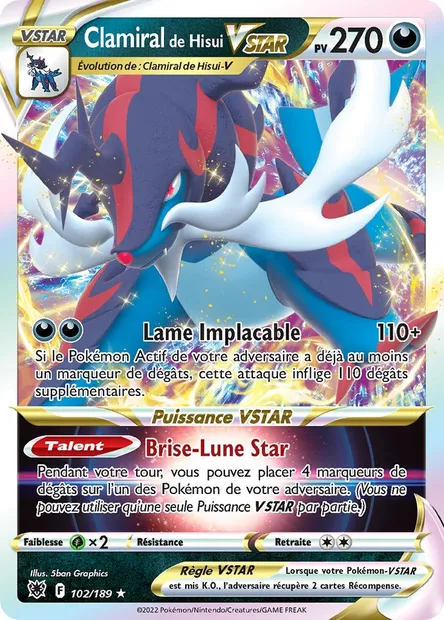 Clamiral de Hisui VSTAR, carte Pokémon ASR 102 — extension Astres Radieux