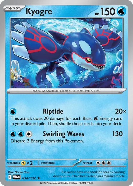 Kyogre, Pokémon card MEG 034 — Mega Evolution set