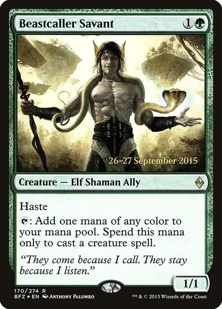 Beastcaller Savant, Magic card PBFZ 170s — Battle for Zendikar Promos set