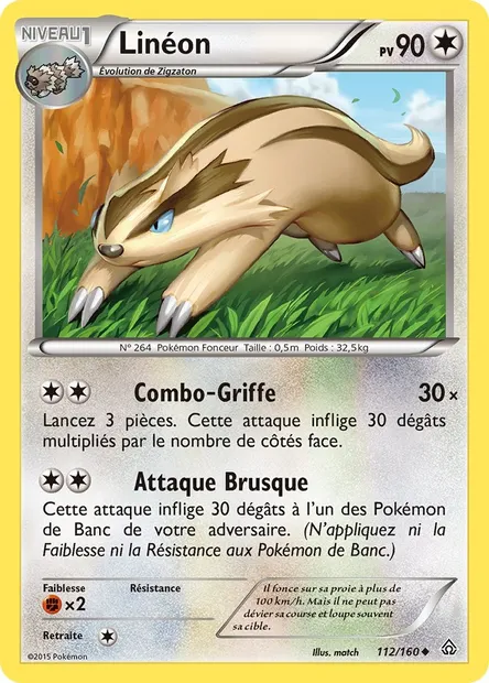 Linéon, carte Pokémon PRC 112 — extension Primo-Choc