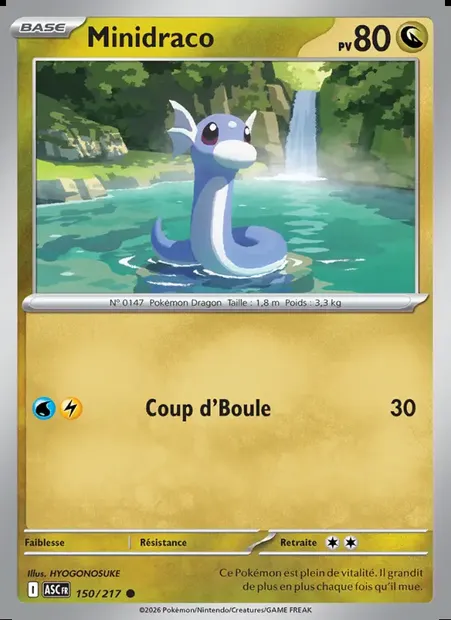 Minidraco, carte Pokémon ASC 150 — extension Héros Transcendants