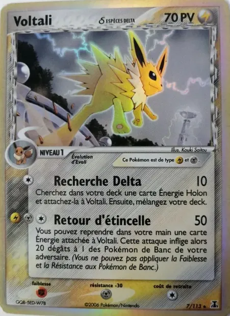 Voltali δ, carte Pokémon DS 7 — extension EX Espèces Delta
