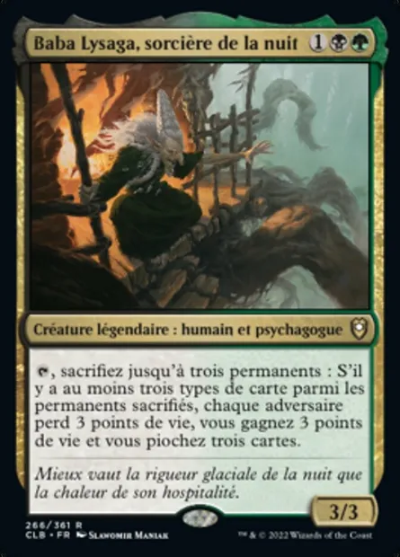 Baba Lysaga, sorcière de la nuit, carte Magic CLB 266 — extension Commander Légendes : la bataille de la Porte de Baldur