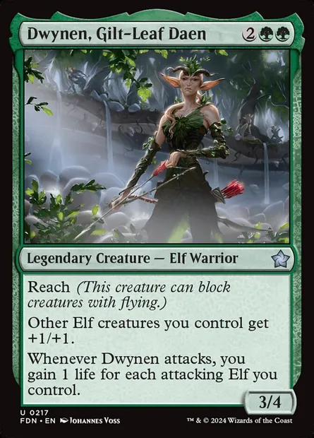 Dwynen, Gilt-Leaf Daen, Magic card FDN 217 — Foundations set