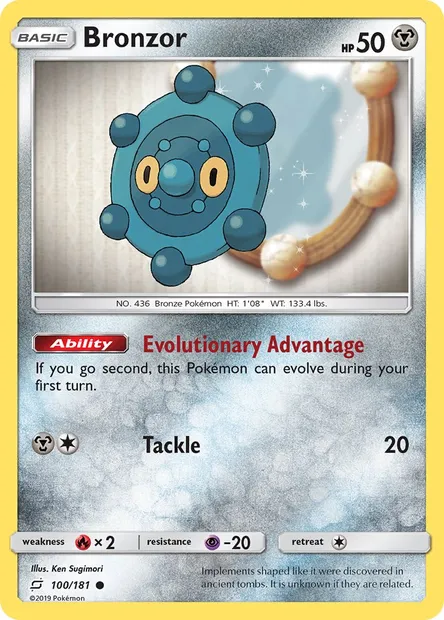 Bronzor, Pokémon card TEU 100 — Team Up set