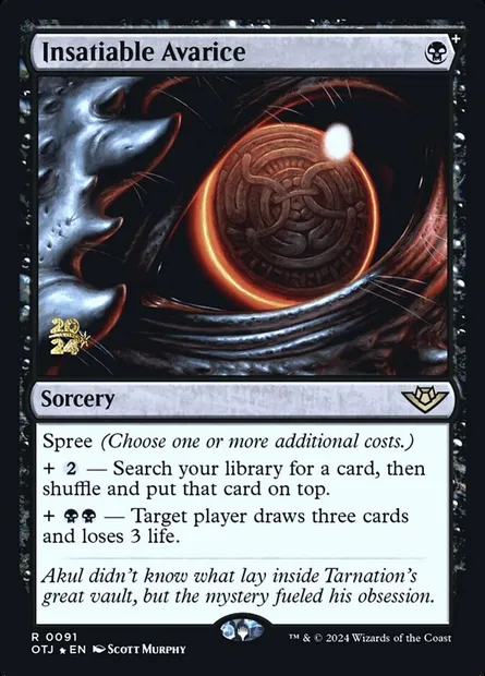 Insatiable Avarice, Magic card POTJ 91s — Outlaws of Thunder Junction Promos set