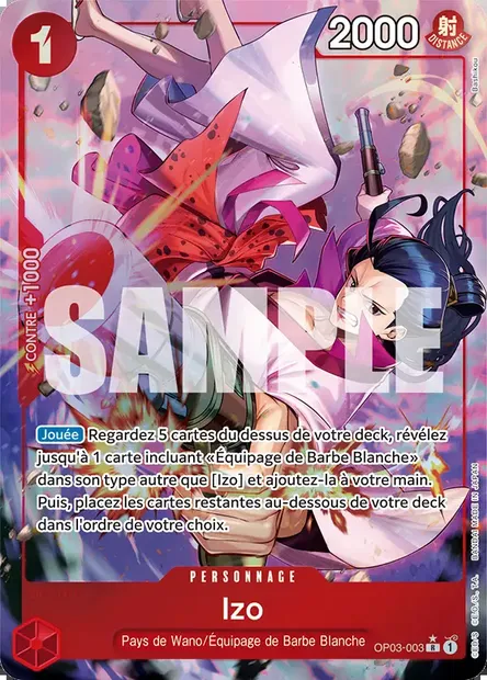 Izo, carte One Piece OP03-003 — extension PILLARS OF STRENGTH