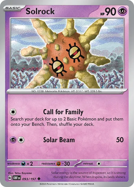 Solrock, Pokémon card OBF 093 — Obsidian Flames set