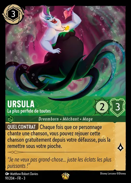 Ursula - La plus perfide de toutes, carte Disney Lorcana CH3-091 — extension Les Terres d'Encres