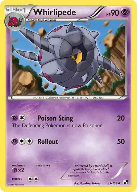 Whirlipede, Pokémon card BLW 53 — Black & White set