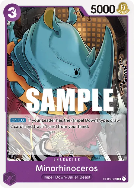 Minorhinoceros, One Piece card OP03-069 — PILLARS OF STRENGTH set