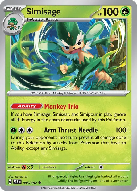 Simisage, Pokémon card PAR 005 — Paradox Rift set