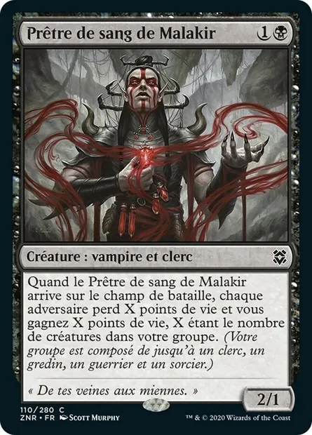 Prêtre de sang de Malakir, carte Magic ZNR 110 — extension Renaissance de Zendikar