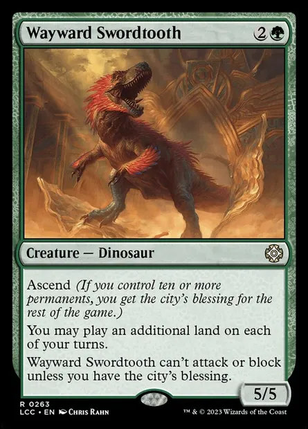 Wayward Swordtooth, Magic card LCC 263 — The Lost Caverns of Ixalan Commander set