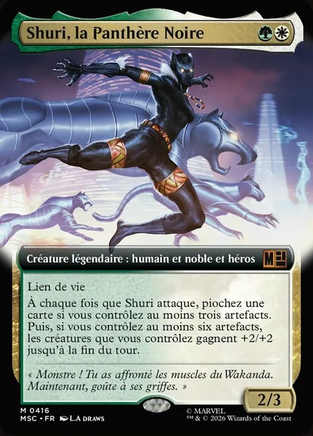 Shuri, la Panthère Noire, carte Magic MSC 416 — extension Marvel Super Heroes Commander