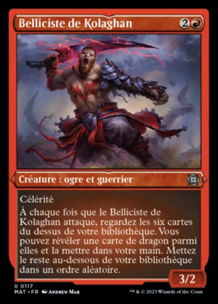 Belliciste de Kolaghan, carte Magic MAT 117 — extension L'invasion des machines : le jour d'après