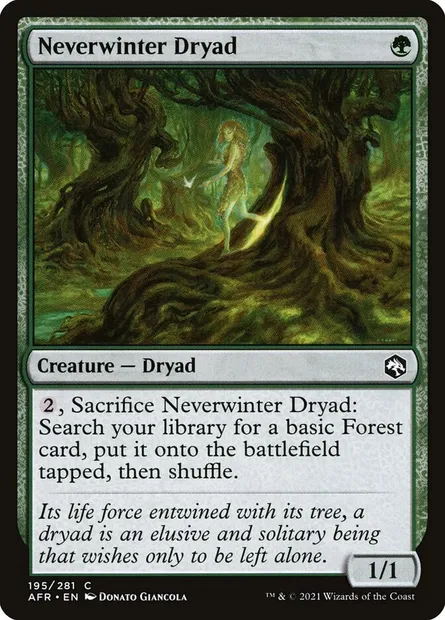Neverwinter Dryad, Magic card AFR 195 — Adventures in the Forgotten Realms set