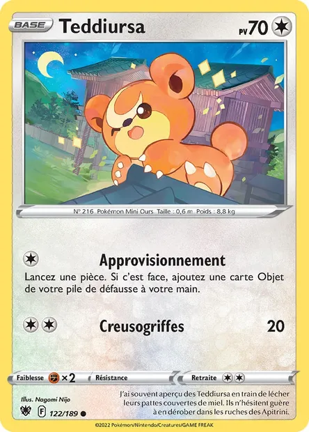 Teddiursa, carte Pokémon ASR 122 — extension Astres Radieux