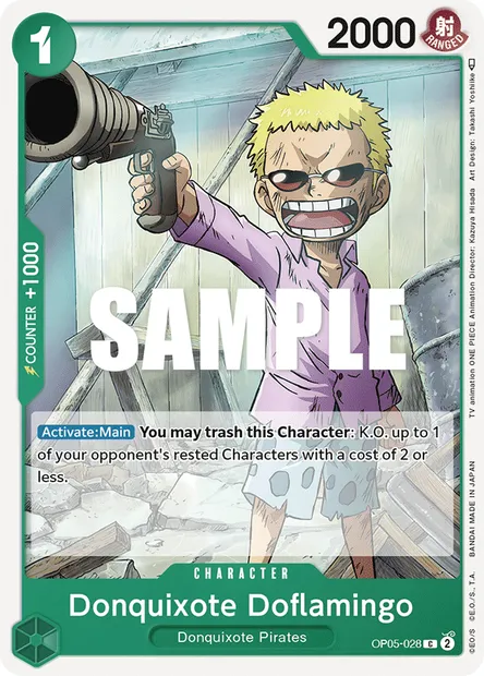 Donquixote Doflamingo, One Piece card OP05-028 — AWAKENING OF THE NEW ERA set