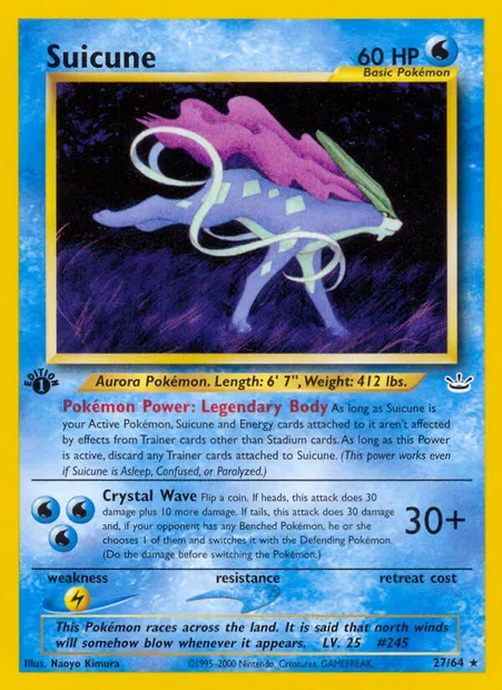 Suicune, Pokémon card NR 27 — Neo Revelation set