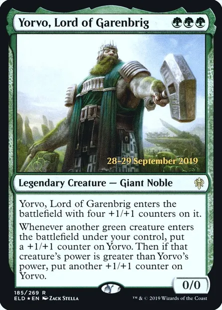 Yorvo, seigneur de Garenbrig, carte Magic PELD 185s — extension Throne of Eldraine Promos