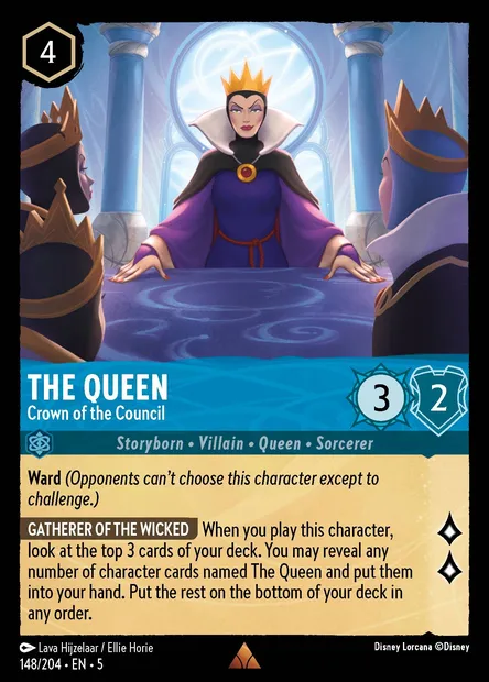 The Queen - Crown of the Council, Disney Lorcana card CH5-148 — Shimmering Skies set