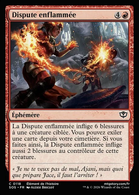 Dispute enflammée, carte Magic SOS 118 — extension Secrets of Strixhaven