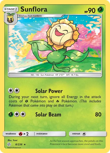 Sunflora, Pokémon card CEC 8 — Cosmic Eclipse set
