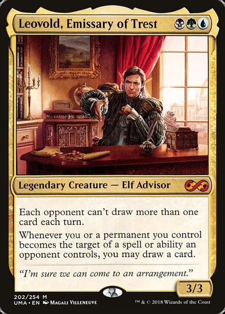 Leovold, Emissary of Trest, Magic card UMA 202 — Ultimate Masters set