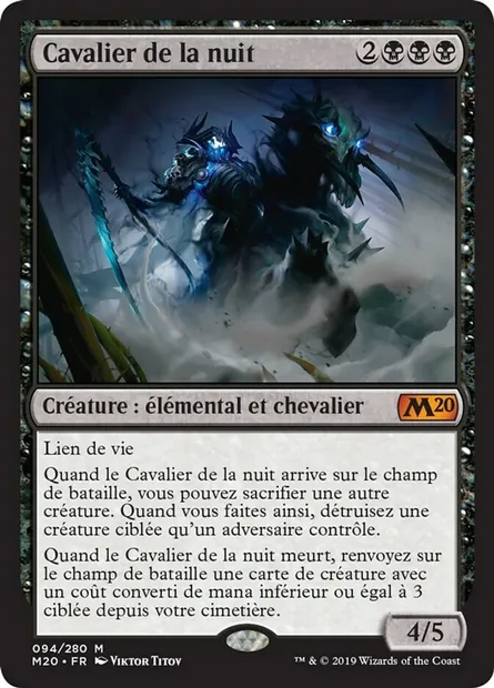 Cavalier de la nuit, carte Magic M20 94 — extension Core Set 2020
