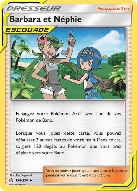 Barbara et Néphie, carte Pokémon CEC 198 — extension Éclipse Cosmique