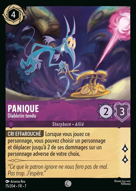 Panique - Diablotin tendu, carte Disney Lorcana CH7-075 — extension L'île d'Archazia