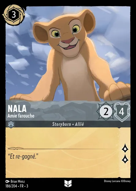 Nala - Amie farouche, carte Disney Lorcana CH3-186 — extension Les Terres d'Encres