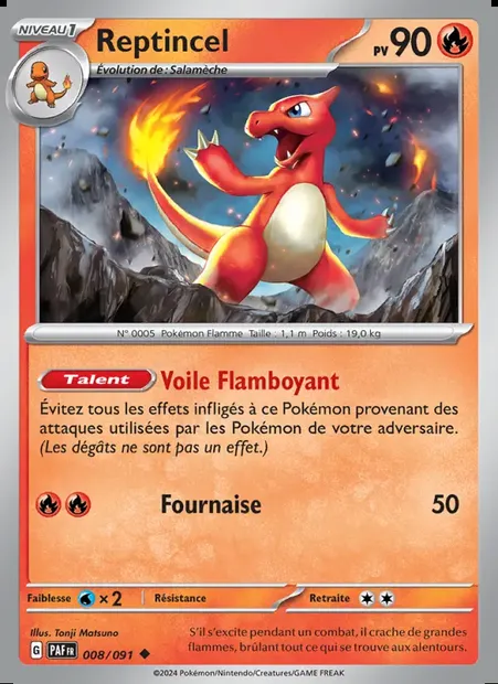 Reptincel, carte Pokémon PAF 008 — extension Destinées de Paldea