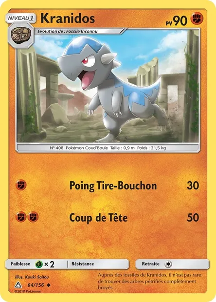 Kranidos, carte Pokémon UPR 64 — extension Ultra-Prisme