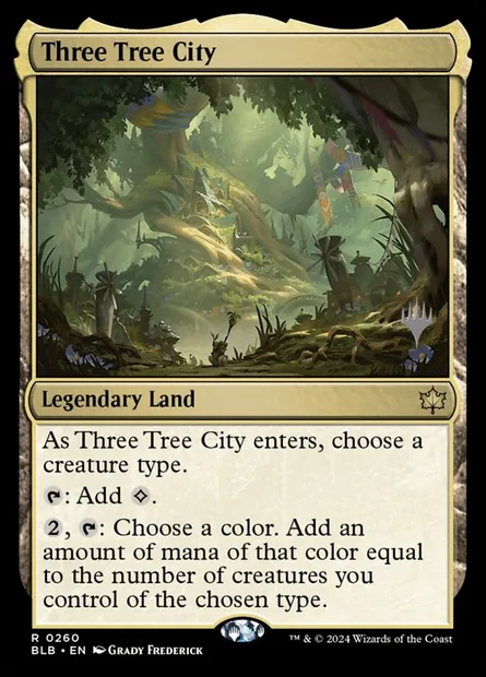 Three Tree City, Magic card PBLB 260p — Bloomburrow Promos set