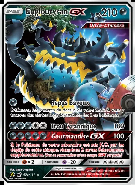 Engloutyran-GX, carte Pokémon CIN 63a — extension Invasion Carmin