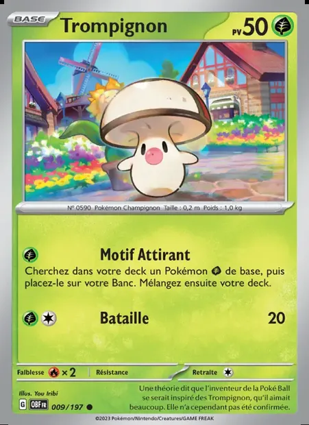 Trompignon, carte Pokémon OBF 009 — extension Flammes Obsidiennes
