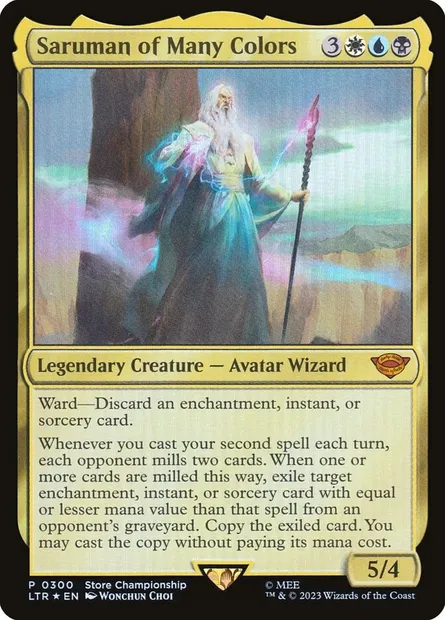 Saruman le Multicolore, carte Magic LTR 300 — extension Le Seigneur des Anneaux : chroniques de la Terre du Milieu