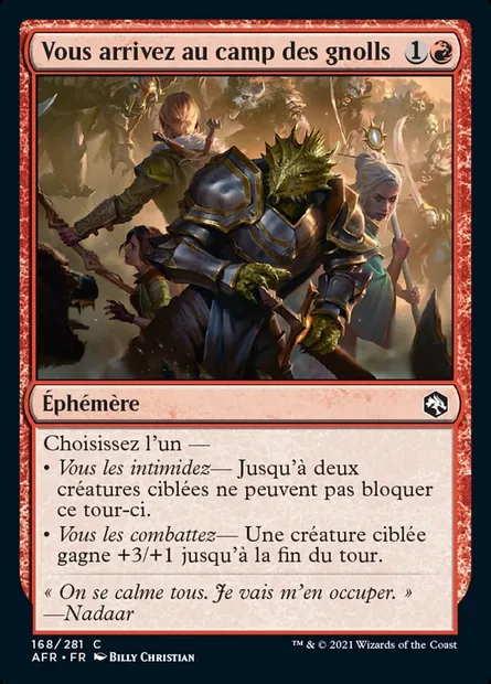 Vous arrivez au camp des gnolls, carte Magic AFR 168 — extension Forgotten Realms: Aventures dans les Royaumes Oubliés