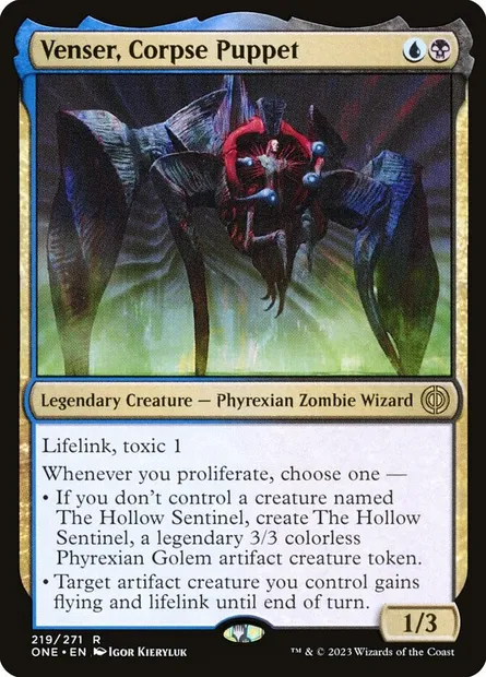 Venser, Corpse Puppet, Magic card ONE 219 — Phyrexia: All Will Be One set