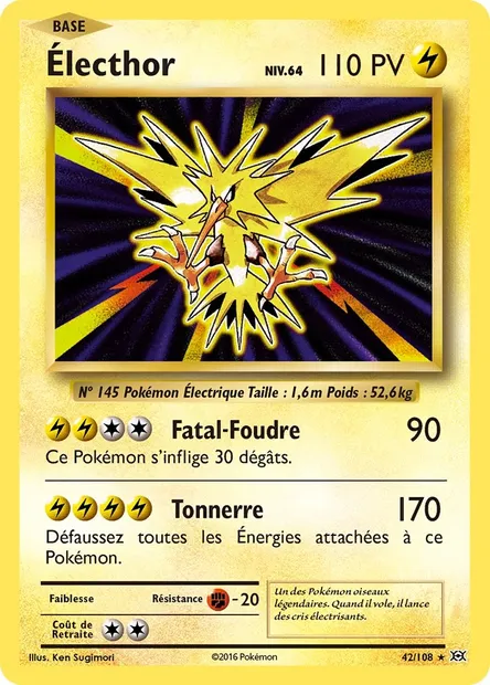 Électhor, carte Pokémon EVO 42 — extension Évolutions