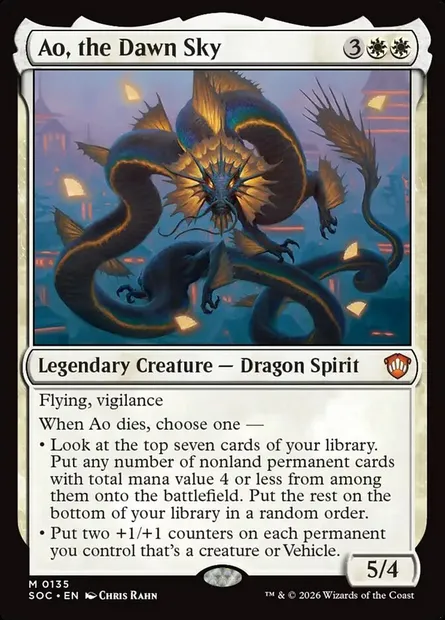 Ao, the Dawn Sky, Magic card SOC 135 — Secrets of Strixhaven Commander set