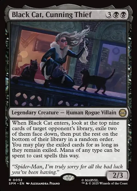 Black Cat, Cunning Thief, Magic card SPM 52 — Marvel's Spider-Man set
