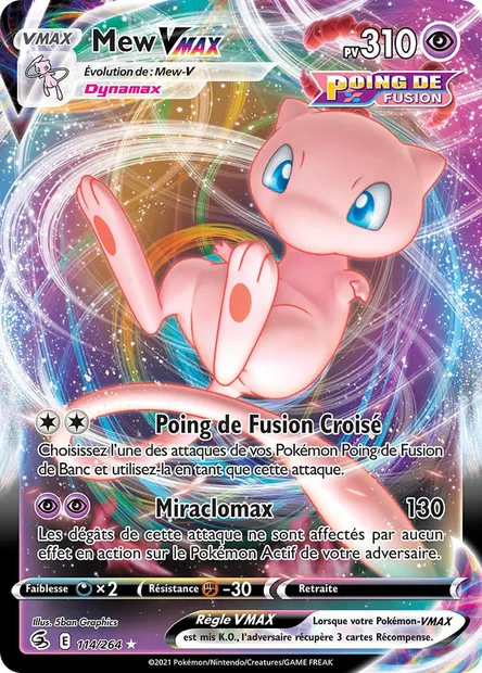 Mew VMAX, carte Pokémon FST 114 — extension Poing de Fusion
