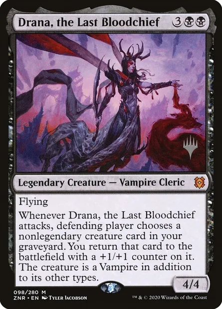 Drana, the Last Bloodchief, Magic card PZNR 98p — Zendikar Rising Promos set