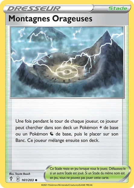 Montagnes Orageuses, carte Pokémon EVS 161 — extension Évolution Céleste