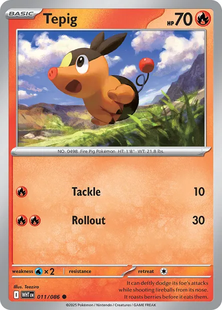 Tepig, Pokémon card WHT 011 — White Flare set