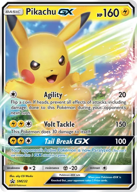 Pikachu GX, carte Pokémon SM 232 — extension Promo SM